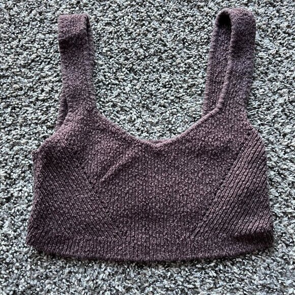 Urban Outfitters Tops - Urban Outfitters Crop Top Womens Medium Brown Knit Cropped Indie Grunge Blouse